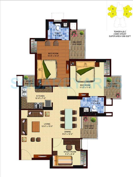 2 bhk Floor Plan