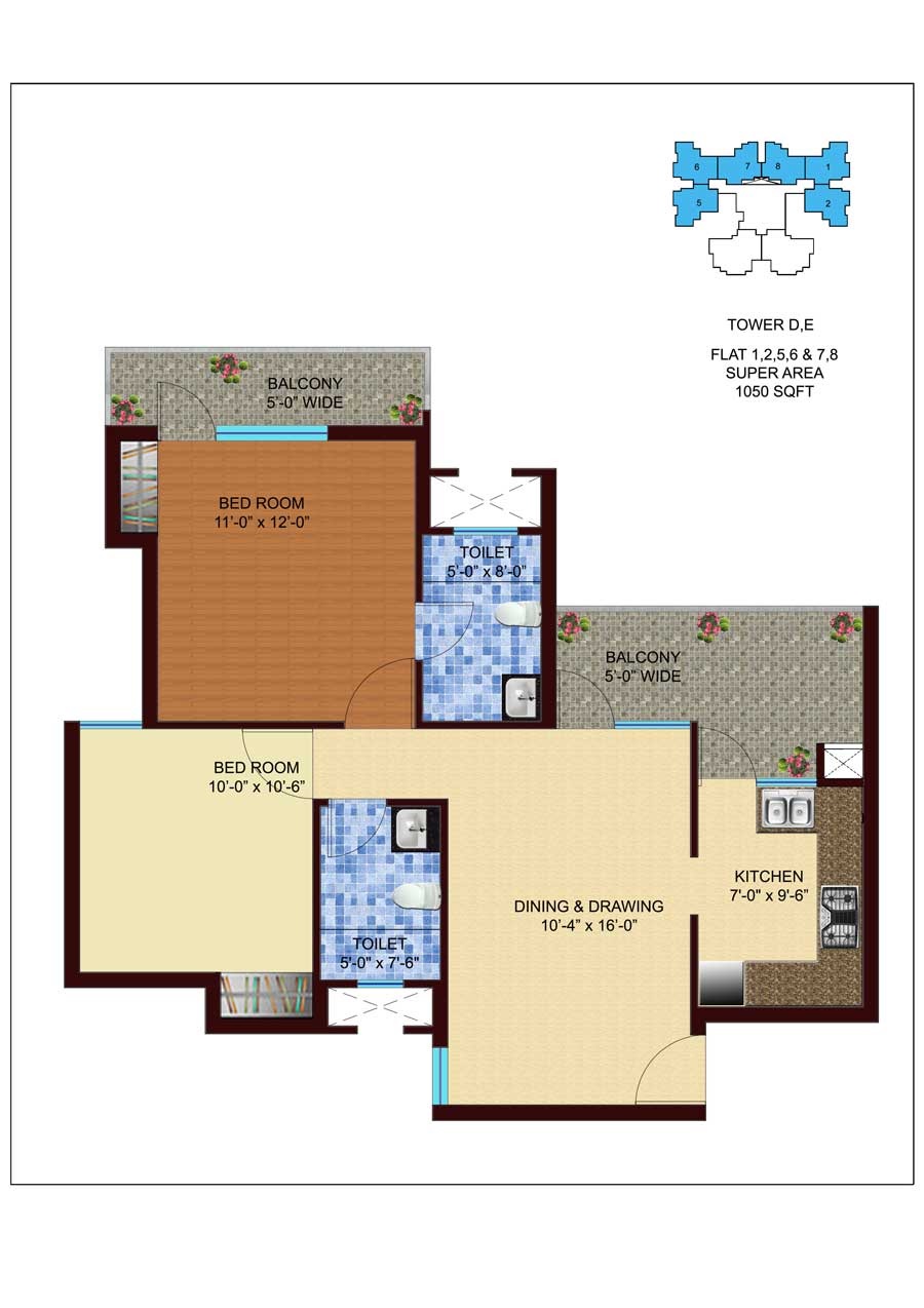 2 bhk Floor Plan