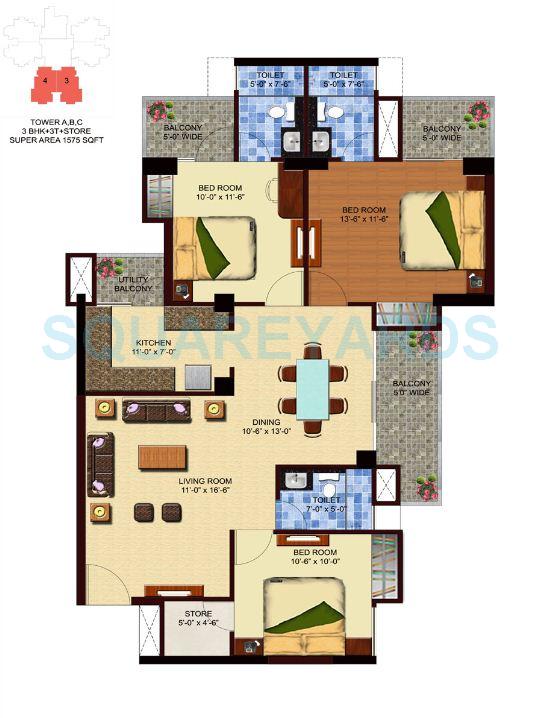 3 bhk Floor Plan