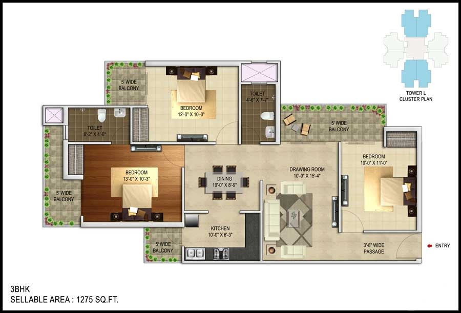 3 bhk Floor Plan