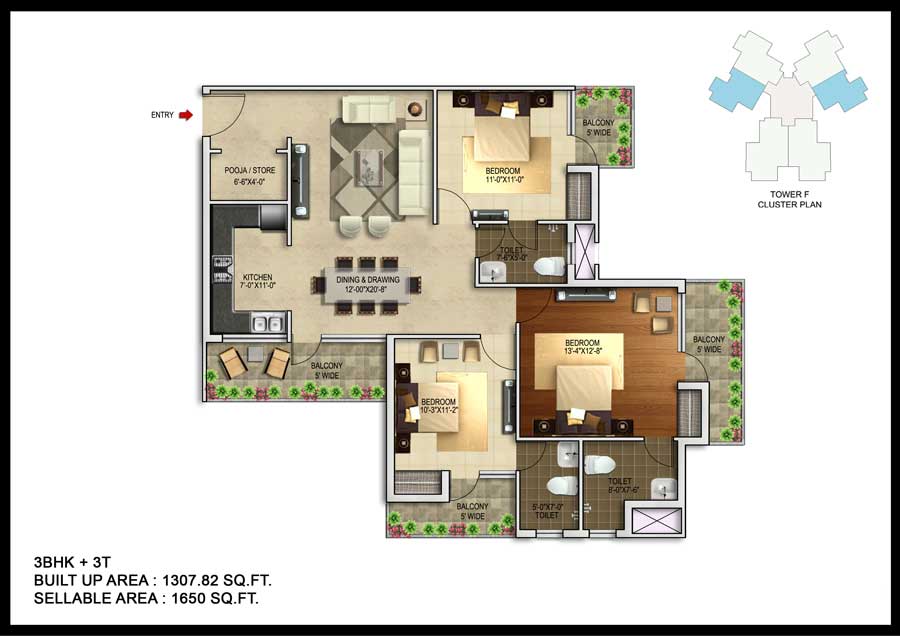 3 bhk Floor Plan