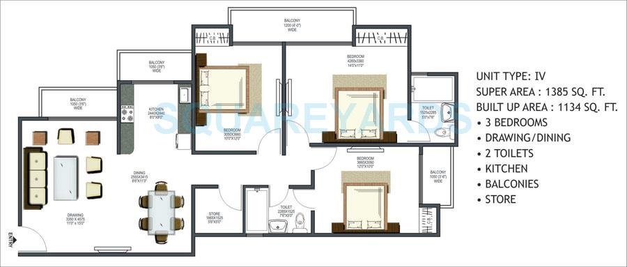 3 bhk Floor Plan