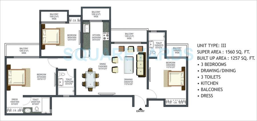 3 bhk Floor Plan