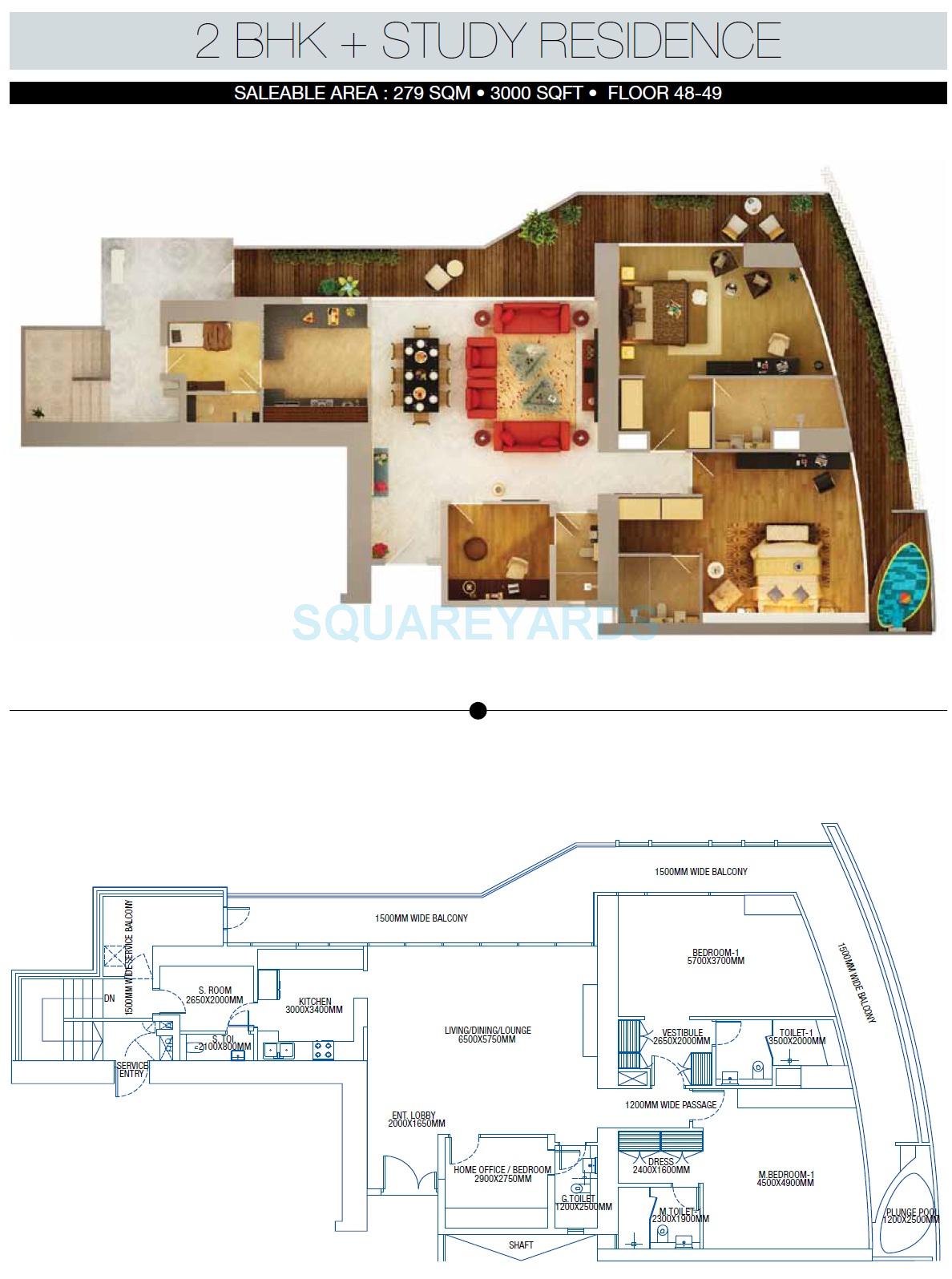 2 bhk Floor Plan