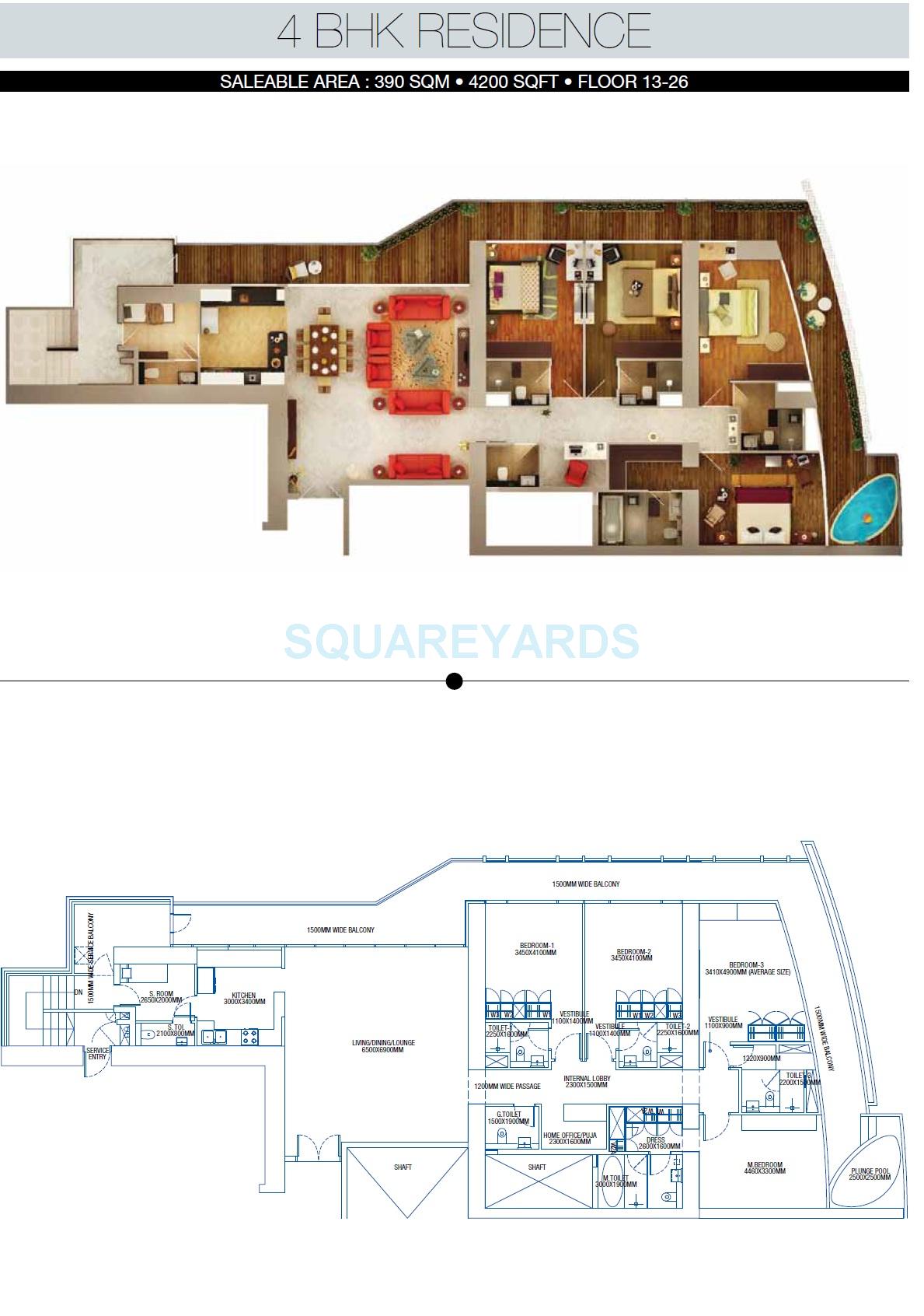 4 bhk Floor Plan