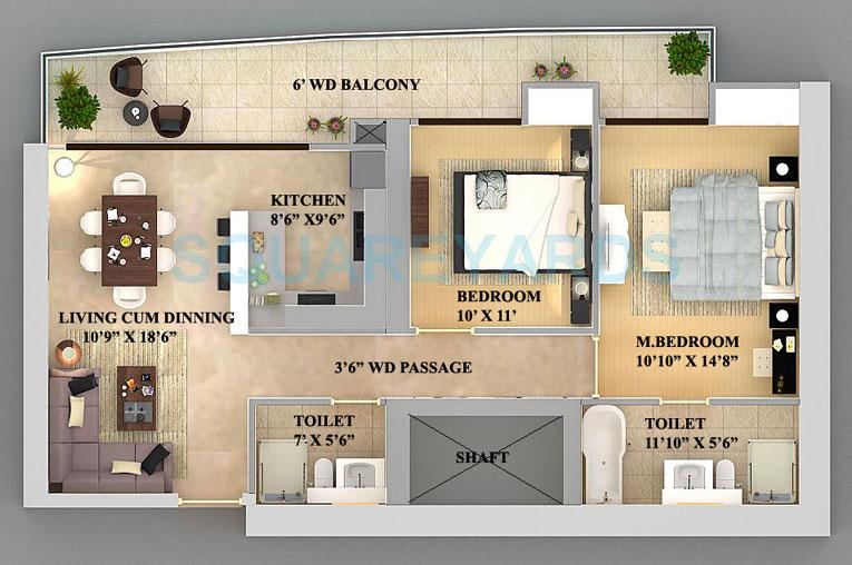 2 bhk Floor Plan