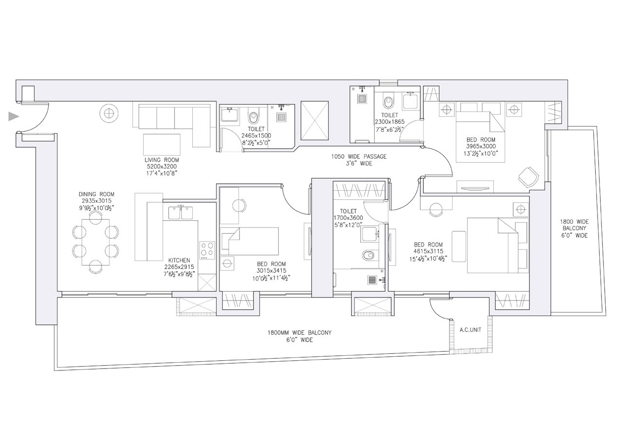 3 bhk Floor Plan