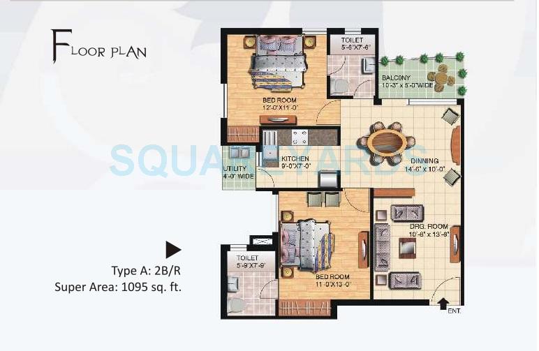 2 bhk Floor Plan