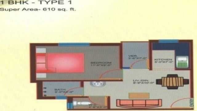 1 bhk Floor Plan