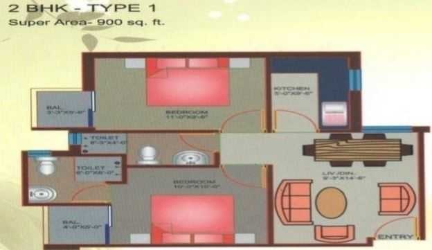 2 bhk Floor Plan