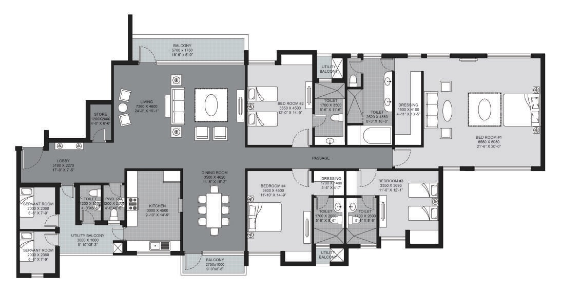 4 bhk Floor Plan