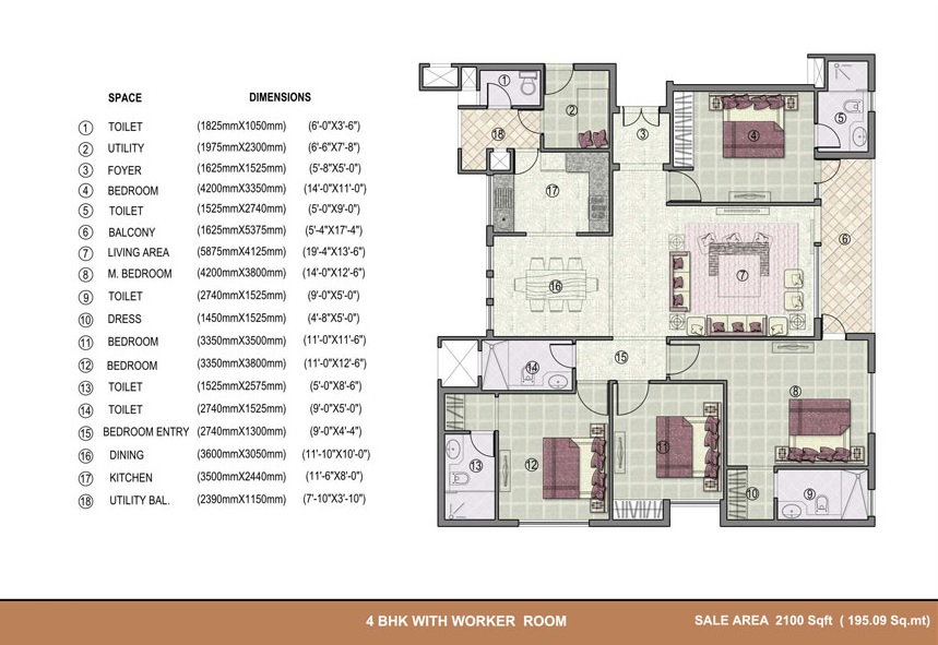 4 bhk Floor Plan