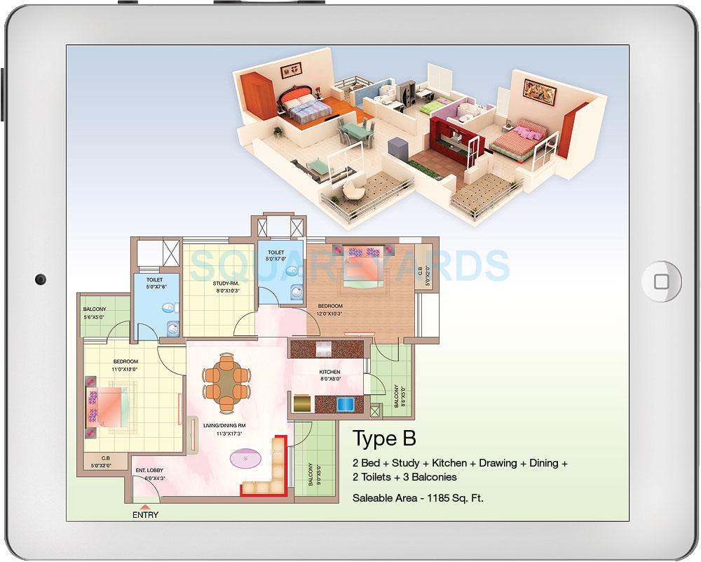 2 bhk Floor Plan
