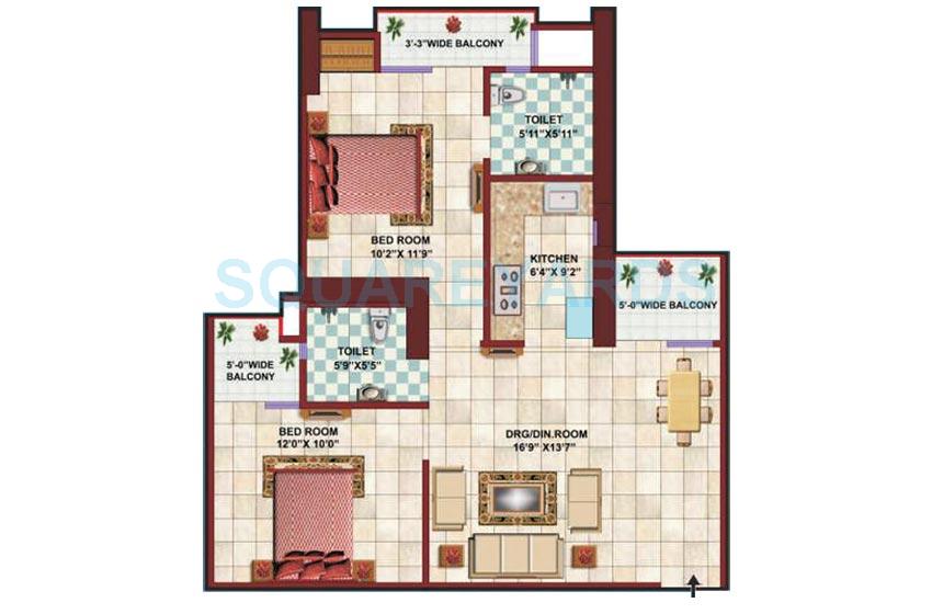 2 bhk Floor Plan