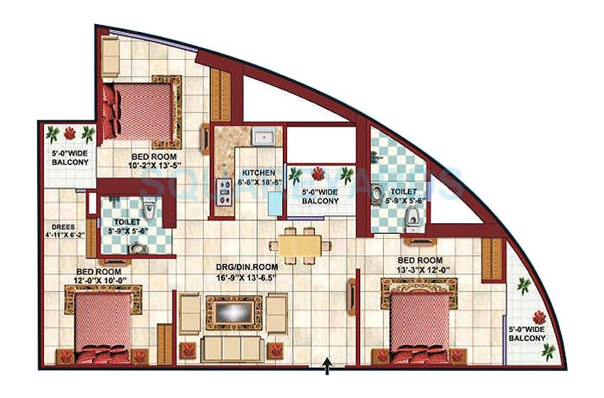 3 bhk Floor Plan