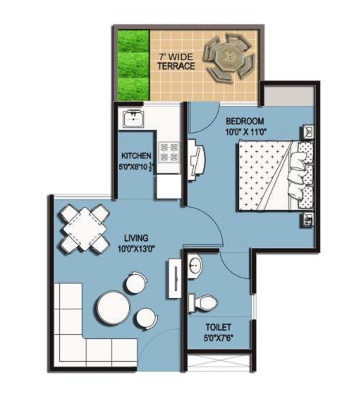 1 bhk Floor Plan