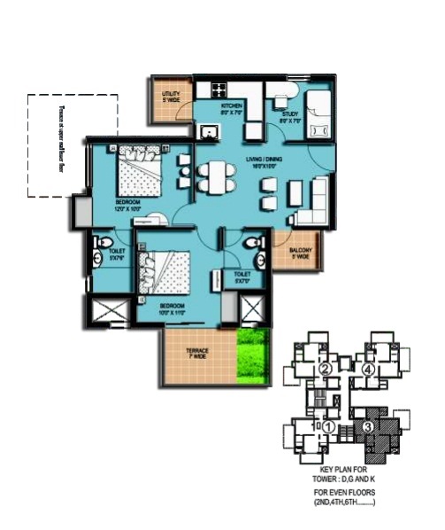 2 bhk Floor Plan