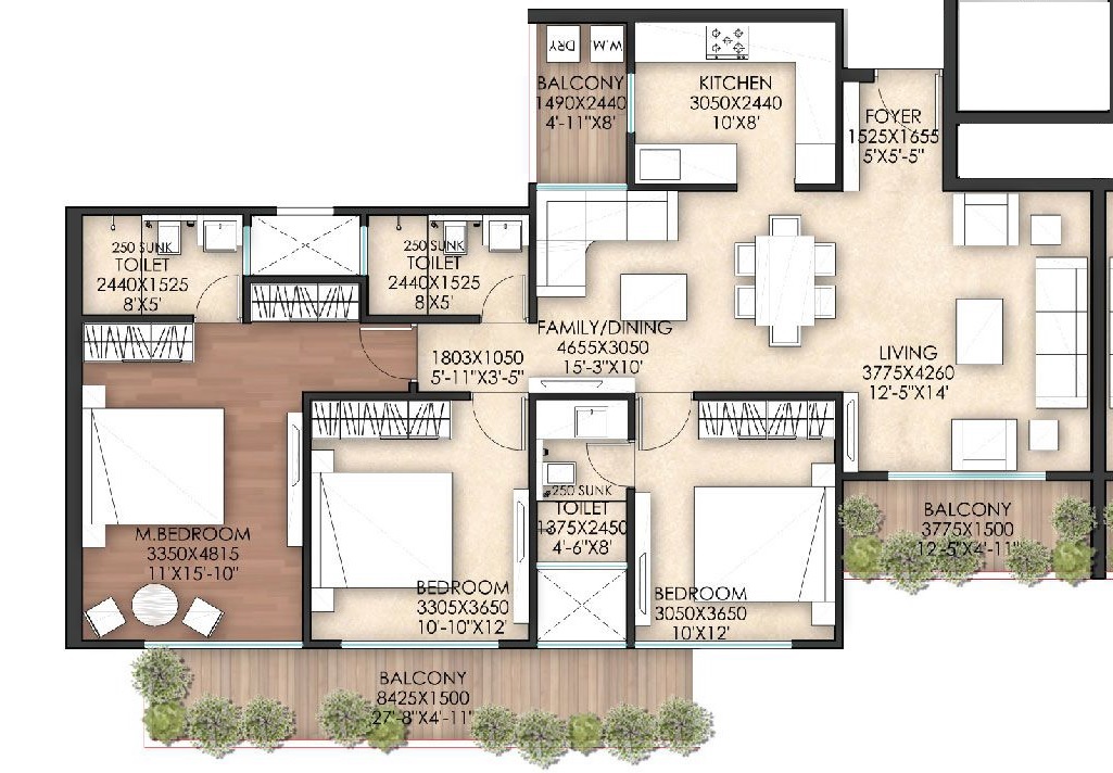 3 bhk Floor Plan
