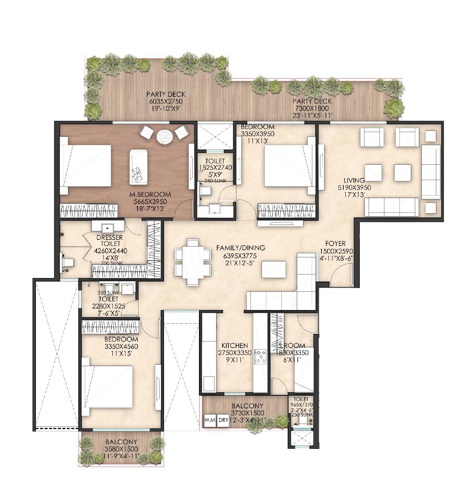 3 bhk Floor Plan