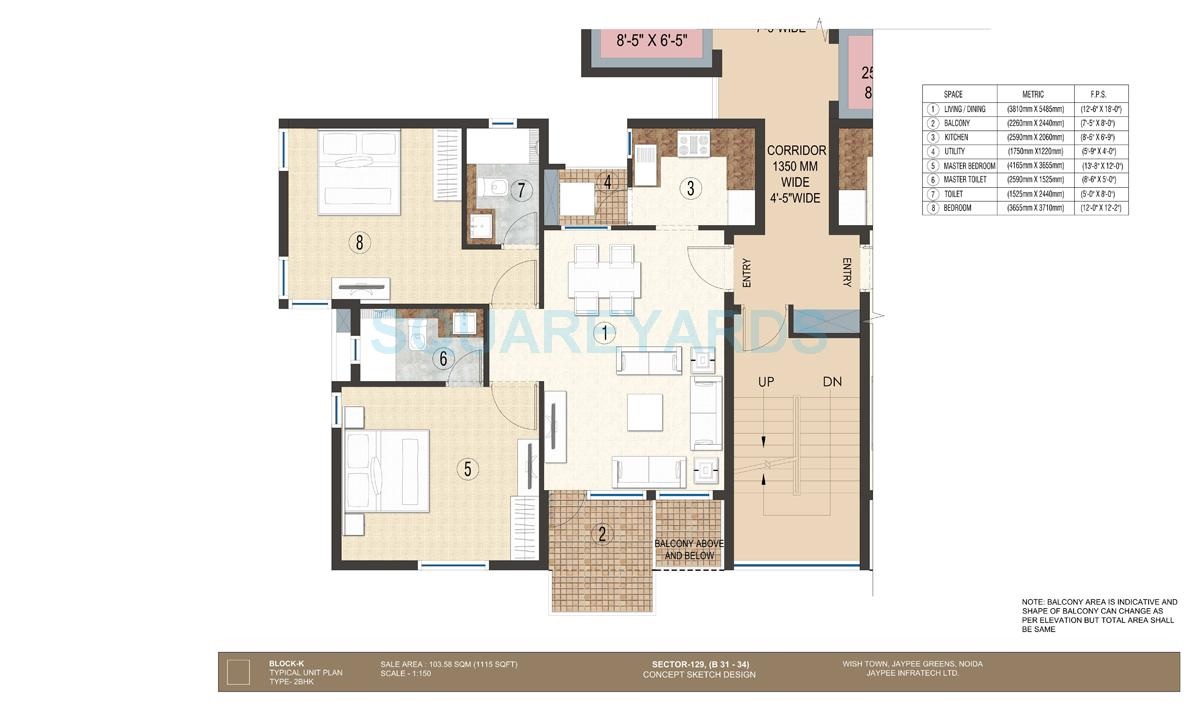 2 bhk Floor Plan