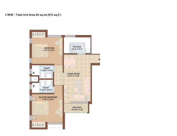 2 bhk Floor Plan