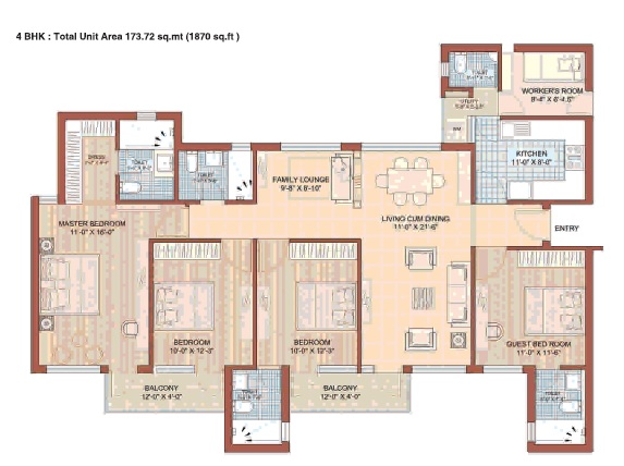 4 bhk Floor Plan