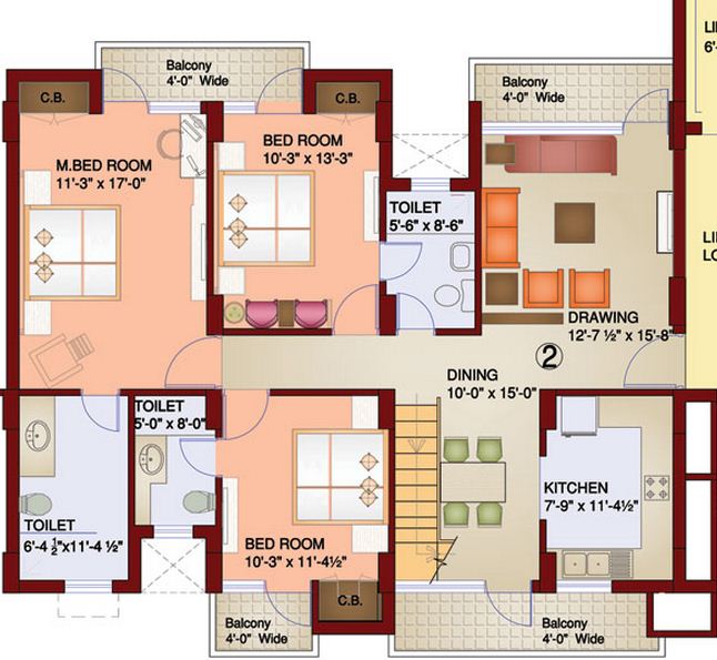 4 bhk Floor Plan