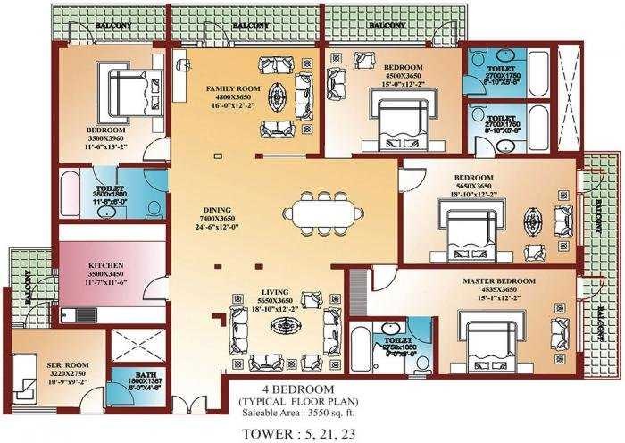 4 bhk Floor Plan