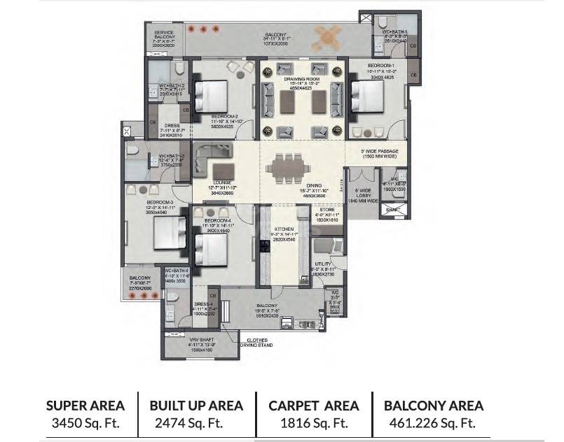 4 bhk Floor Plan
