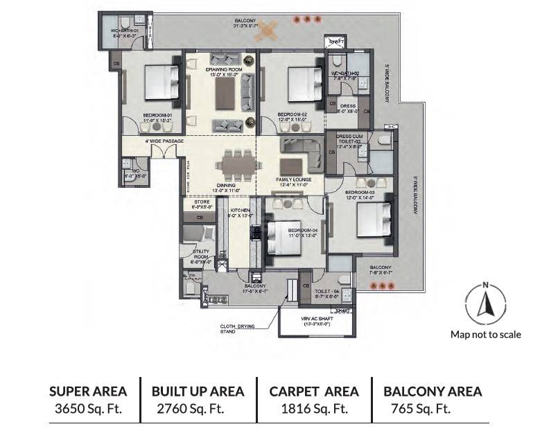 4 bhk Floor Plan