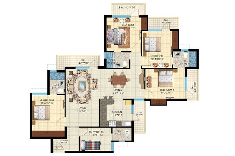 4 bhk Floor Plan
