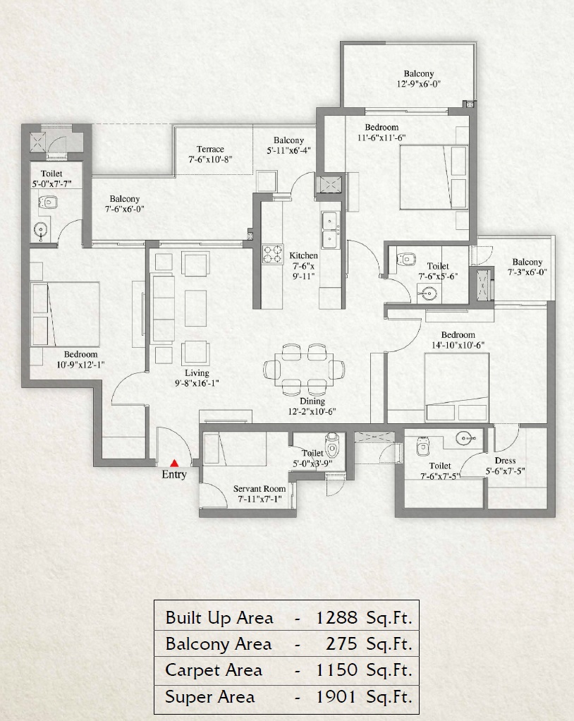 3 bhk Floor Plan