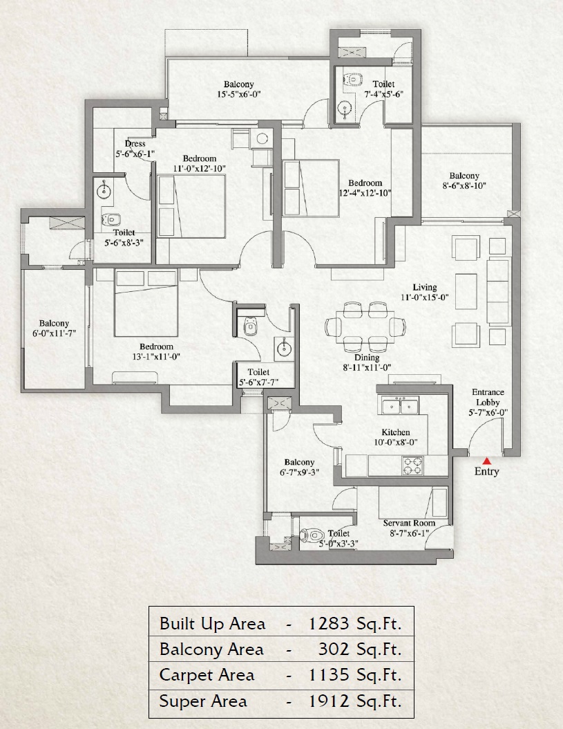 3 bhk Floor Plan