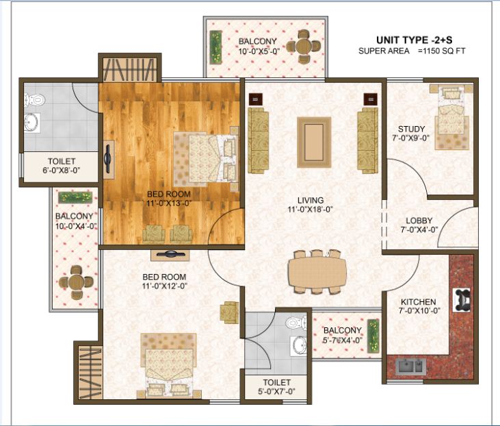 2 bhk Floor Plan