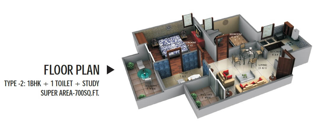 1 bhk Floor Plan