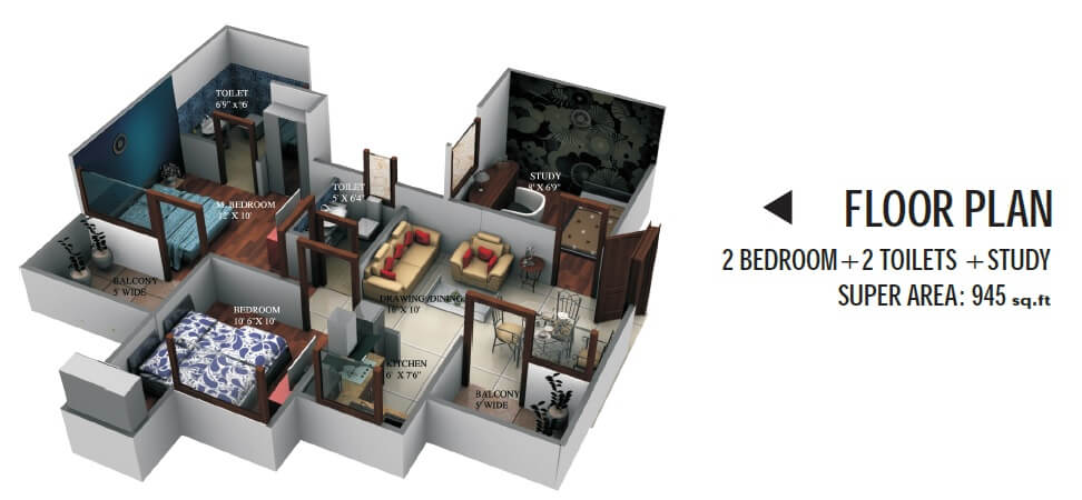 2 bhk Floor Plan