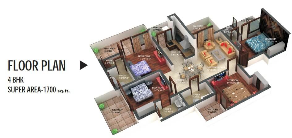 4 bhk Floor Plan