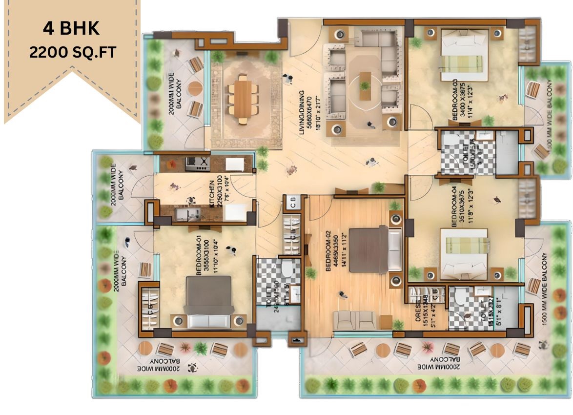 4 bhk Floor Plan