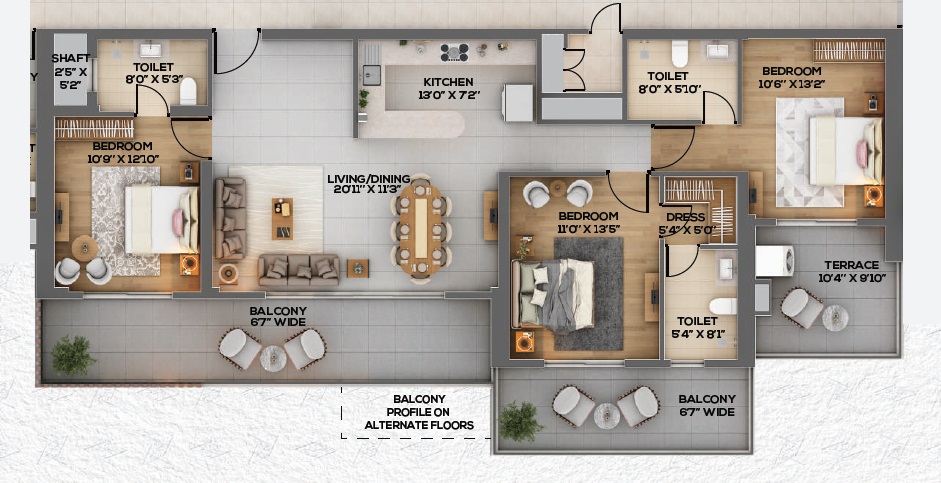 3 bhk Floor Plan