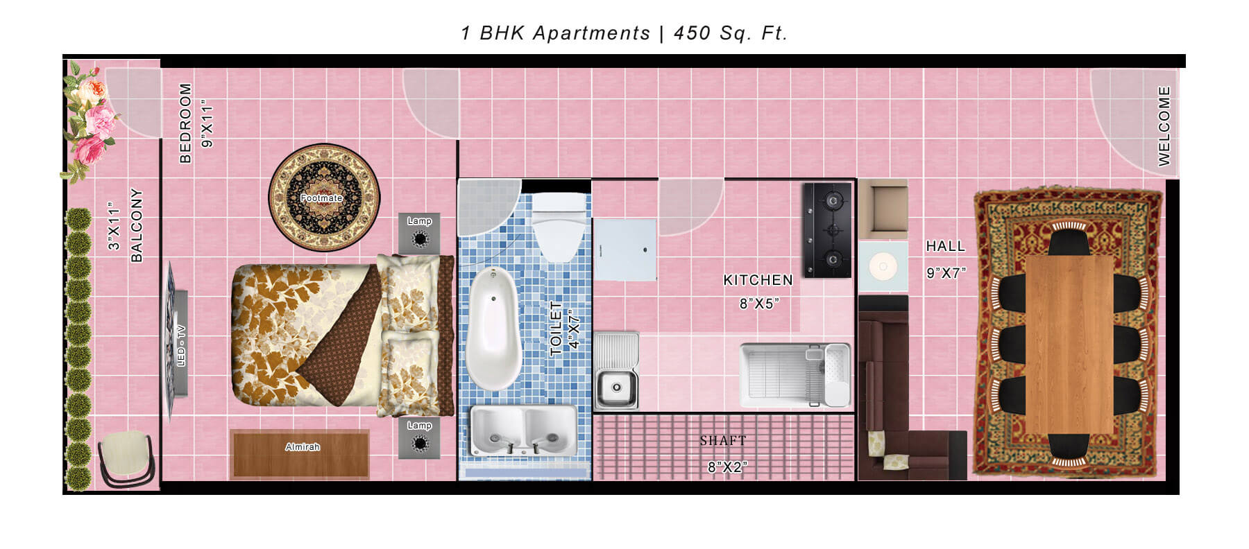 1 bhk Floor Plan