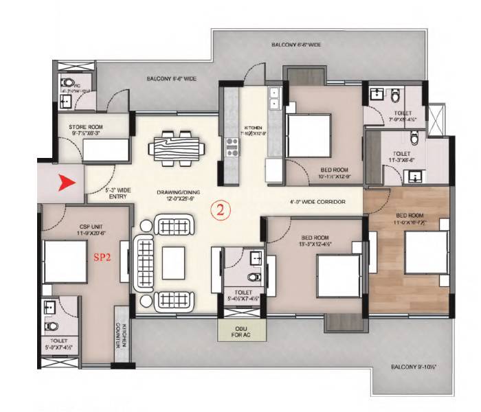 3 bhk Floor Plan