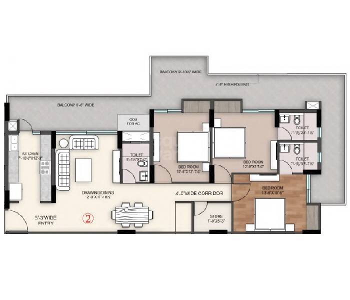 3 bhk Floor Plan