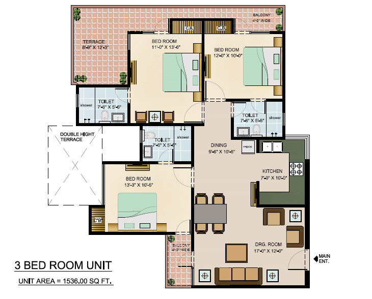 3 bhk Floor Plan