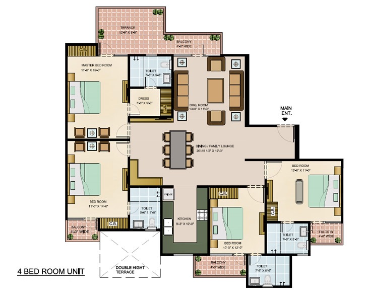 4 bhk Floor Plan