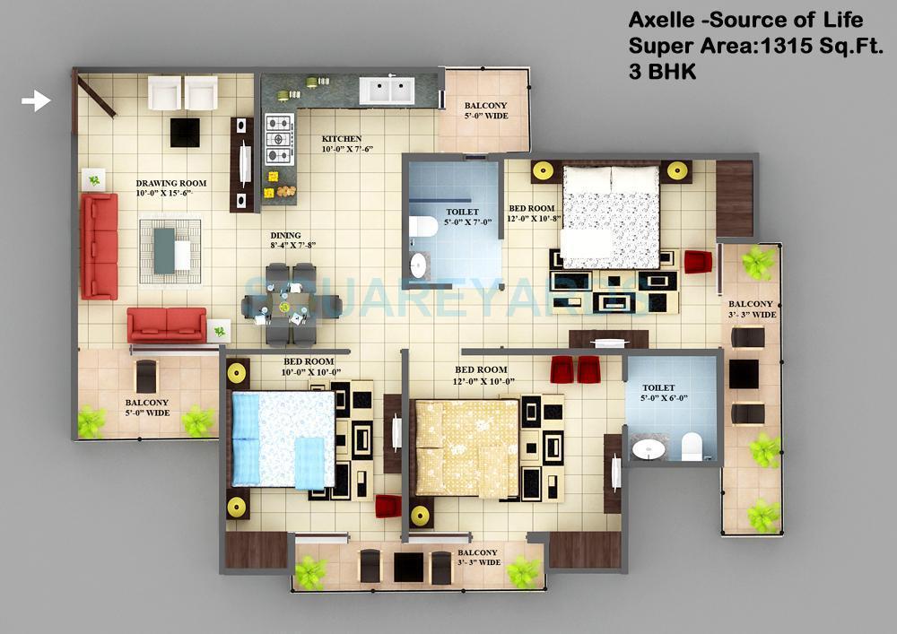3 bhk Floor Plan