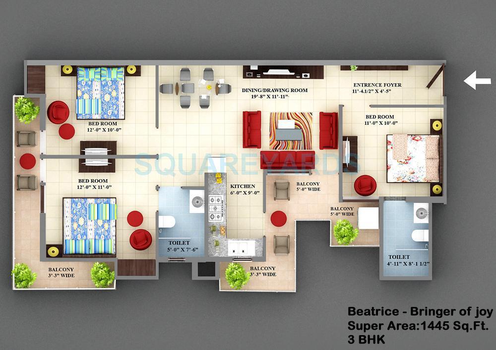 3 bhk Floor Plan