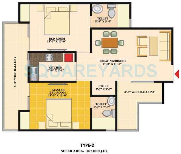 2 bhk Floor Plan