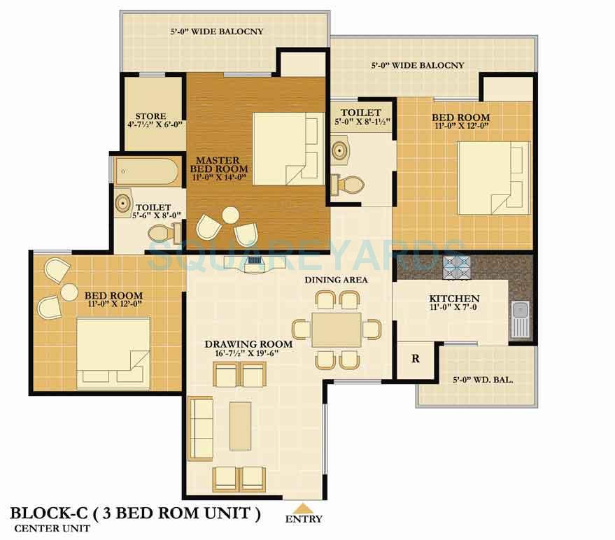 3 bhk Floor Plan
