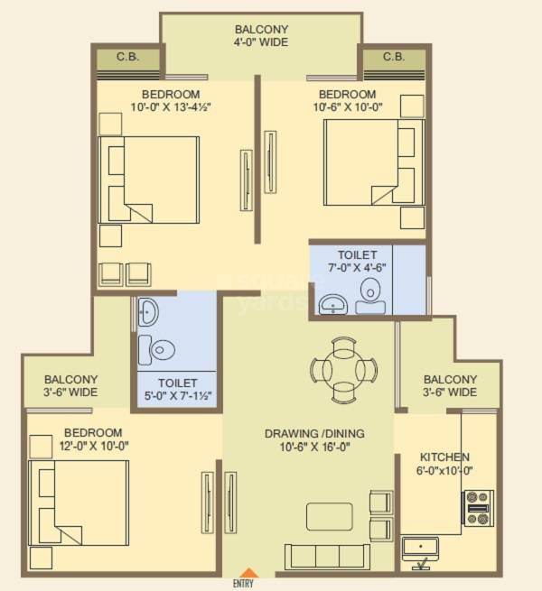 3 bhk Floor Plan
