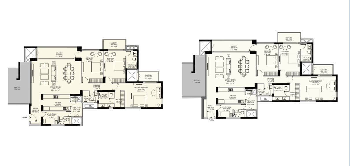 3 BHK 2200 Sq. Ft. Apartment
